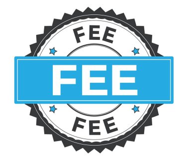 Ücret metin gri ve mavi yuvarlak damga, zig zag kenarlıklı.