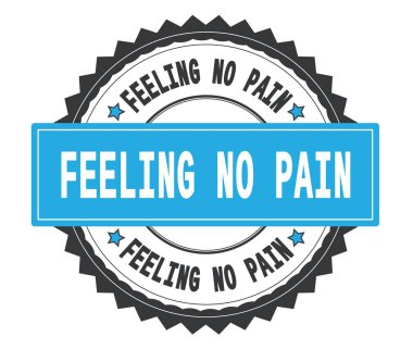 Duygu No Pain metin gri ve mavi yuvarlak damga, zig zag ile 