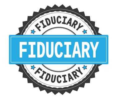 Güvene dayalı metin gri ve mavi yuvarlak damga, zig zag kenarlıklı