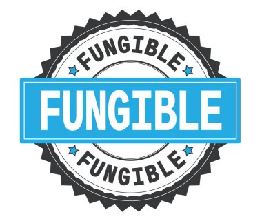 Karşılanabilir metin gri ve mavi yuvarlak damga, zig zag kenarlıklı.