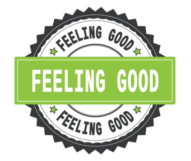 Duygu iyi metin gri ve yeşil pul yuvarlak, bo ile zig zag