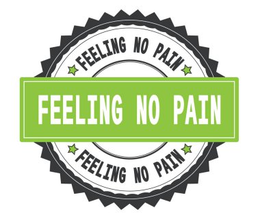 Duygu No Pain metin gri ve yeşil yuvarlak damga, zig zag ile