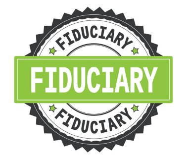 Gri ve yeşil yuvarlak damga, zig zag borde ile güvene dayalı metin