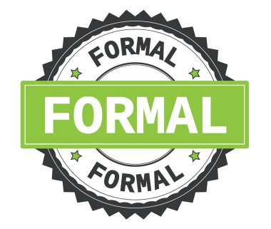 Zig zag kenarlıklı gri ve yeşil yuvarlak damga resmi metin.