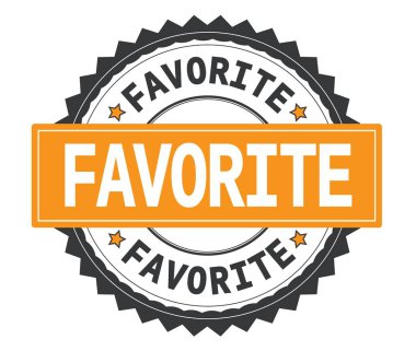 Zig zag borde ile gri ve turuncu yuvarlak damga üzerinde favori metin