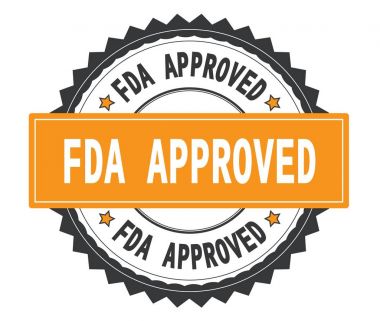 FDA onaylı metin gri ve turuncu yuvarlak damga, zig zag b