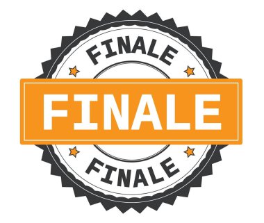 Final metin gri ve turuncu yuvarlak damga, zig zag kenarlıklı.