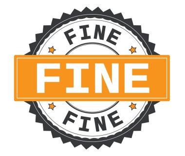 Zig zag kenarlıklı gri ve turuncu yuvarlak damga üzerinde iyi metin.