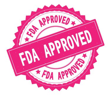 FDA onaylı pembe metin damgası, zig zag kenarlıklı yuvarlak.