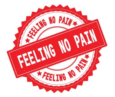 No Pain kırmızı metin damgası, zig zag kenarlıklı yuvarlak duygu.