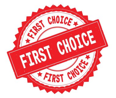 İlk seçim kırmızı metin damgası, zig zag kenarlıklı yuvarlak.