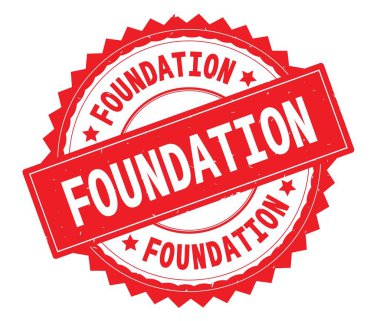 Vakfı kırmızı metin damgası, zig zag kenarlıklı yuvarlak.