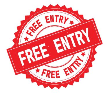 Serbest giriş kırmızı metin damgası, zig zag kenarlıklı yuvarlak.