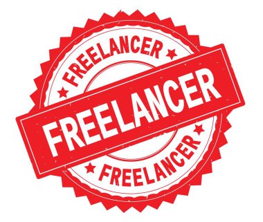 Freelancer kırmızı metin damgası, zig zag kenarlıklı yuvarlak.