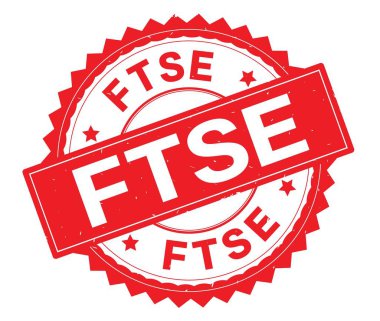 FTSE kırmızı metin damgası, zig zag kenarlıklı yuvarlak.