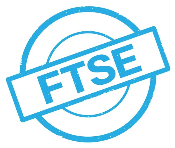 Ftse text, geschrieben auf cyan simple circle stamp. — Stockfoto