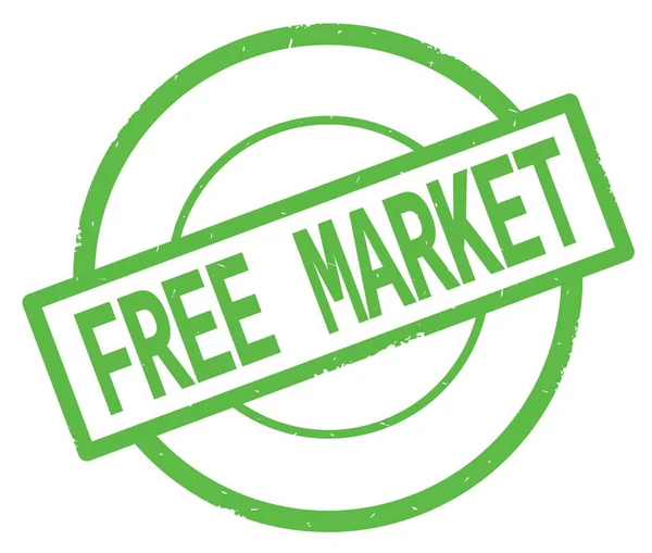 Volný trh text napsaný na zelené jednoduchý kruh razítko. — Stock fotografie