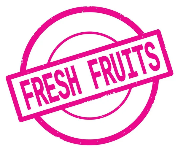 Färska frukter text, skriven på rosa enkel cirkel stämpel. — Stockfoto