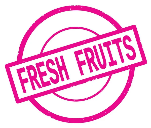 FRUTTI FRESCHI testo, scritto su timbro rosa semplice cerchio . — Foto Stock