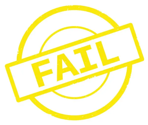 Fail-Text, geschrieben auf gelbem einfachen Kreisstempel. — Stockfoto