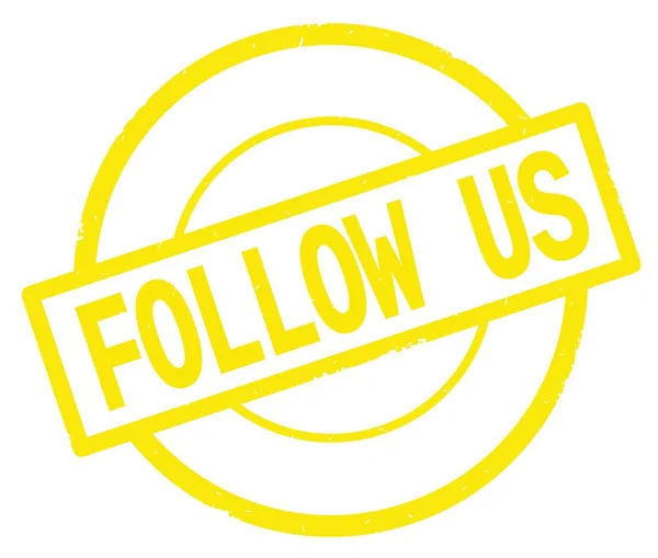 FOLLOW US text, written on yellow simple circle stamp.
