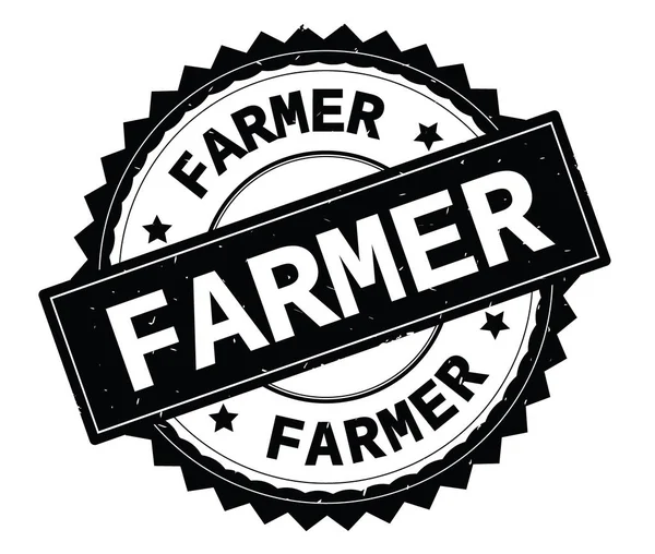 Çiftçi siyah metin damgası, zig zag kenarlıklı yuvarlak.