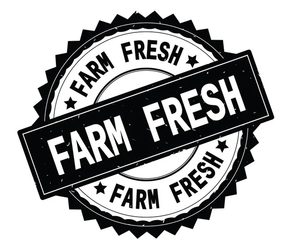 Çiftlik taze siyah metin damgası, zig zag kenarlıklı yuvarlak.