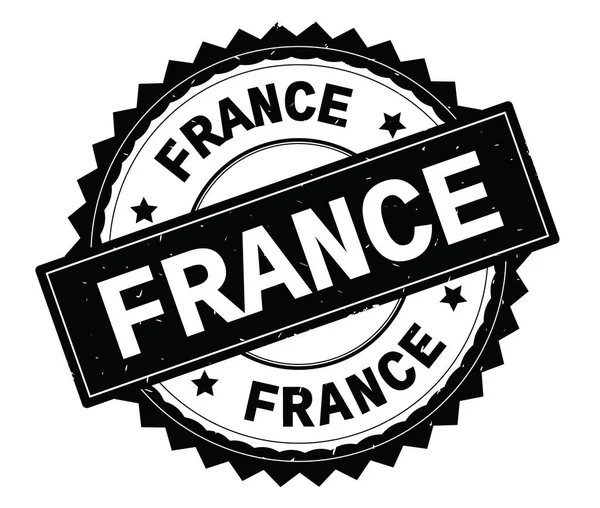 フランス黒テキスト ラウンド スタンプ、ジグザグ ジグザグのボーダーと. — ストック写真
