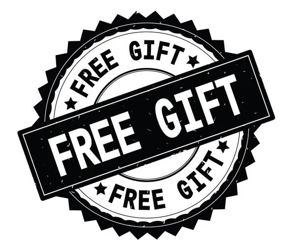 FREE GIFT black text round stamp, with zig zag border. — Stock Photo, Image