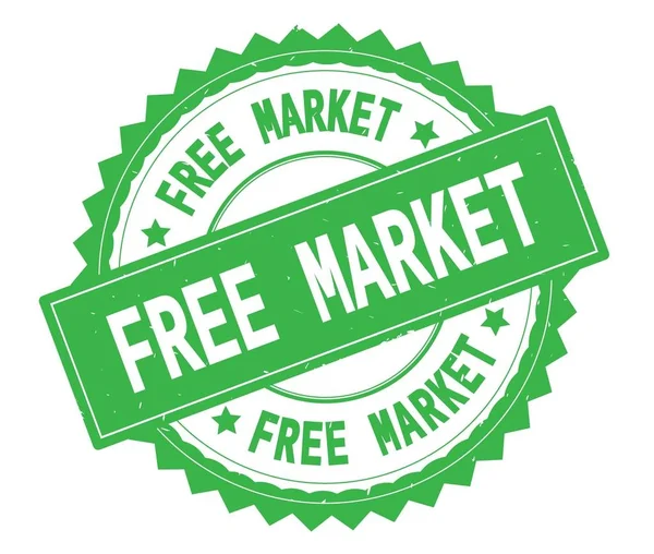 Volný trh zelený text kulaté razítko s cik cak hranice. — Stock fotografie