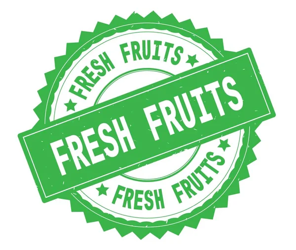 Färsk frukt grön text rund stämpel, med zig zag kant. — Stockfoto