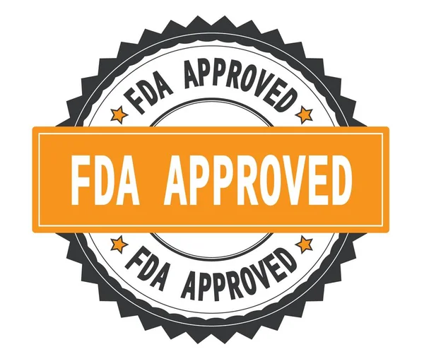 FDA onaylı metin gri ve turuncu yuvarlak damga, zig zag b