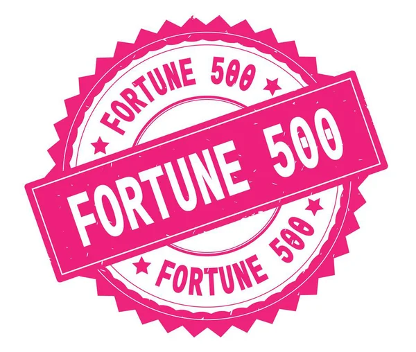 FORTUNE 500 pink text round stamp, with zig zag border. — Stock Photo, Image