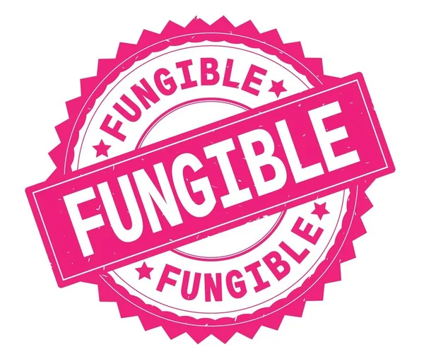 Fungible 핑크 텍스트 스탬프, zig zag 테두리 라운드. — 스톡 사진