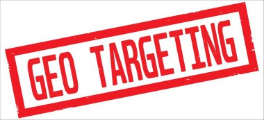 Kırmızı dikdörtgen kenarlık damga üzerinde coğrafi hedefleme metin.