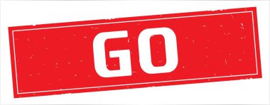 Metin tam kırmızı dikdörtgen damga üzerinde gitmek.