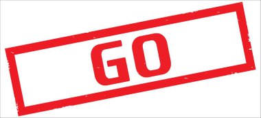 Metin, kırmızı dikdörtgen kenarlık damga üzerinde gitmek.