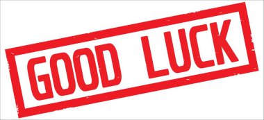 İyi şanslar metin, kırmızı dikdörtgen kenarlık damgası.