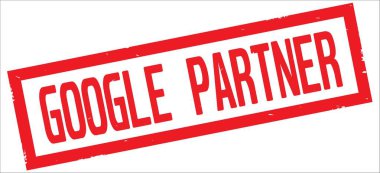 Kırmızı dikdörtgen kenarlık damga üzerinde Google ortağı metin.