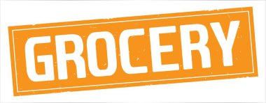 Bakkal metni, tam turuncu dikdörtgen damgası.