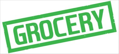 Bakkal metin, yeşil dikdörtgen kenarlık damgası.