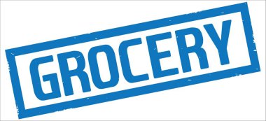 Mavi dikdörtgen kenarlık damga üzerinde bakkal metin.