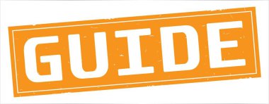 Kılavuzu metni, tam turuncu dikdörtgen damgası.