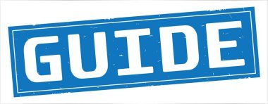 Kılavuzu metni, tam mavi dikdörtgen damgası.