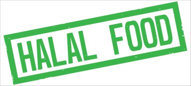 Helal Gıda metin, yeşil dikdörtgen kenarlık damgası.