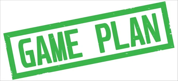 GAME PLAN text, on green rectangle border stamp. — Stock Photo, Image