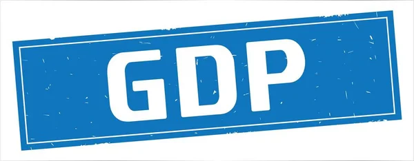 Gdp-Text, auf voller blauer Rechteckmarke. — Stockfoto