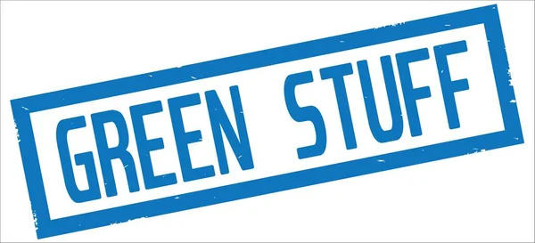 Zelené věci text, na modrý obdélník hranice razítka. — Stock fotografie