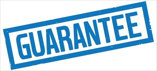 Garantietext, auf blauem Rechteck-Randstempel. — Stockfoto