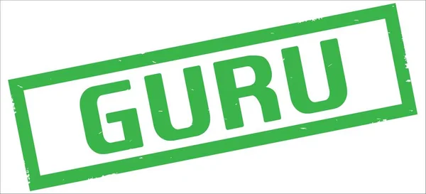 Texto GURU, sobre carimbo de borda retangular verde . — Fotografia de Stock